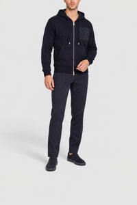 Sweat à capuche zippé et à poche - Blue Navy