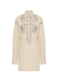 Robe courte brodée Ziggy - Cream