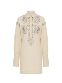 Robe courte brodée Ziggy - Cream