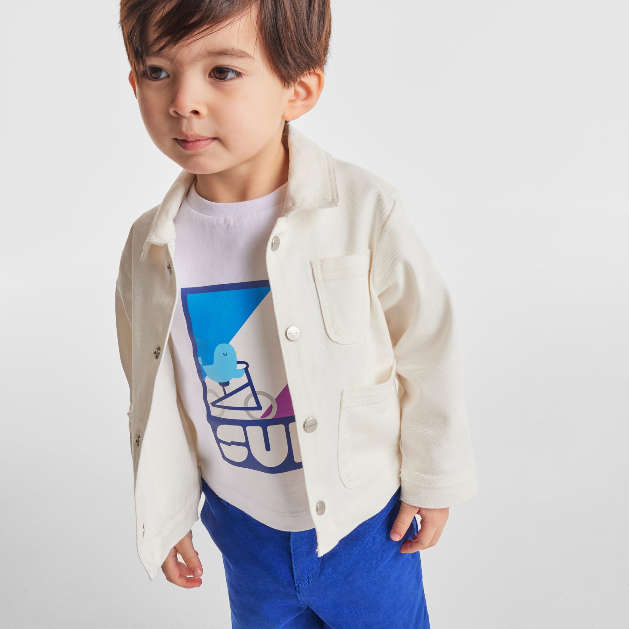 15 QTY / BLANC JACADI PAP TEE-SHIRT COSSE