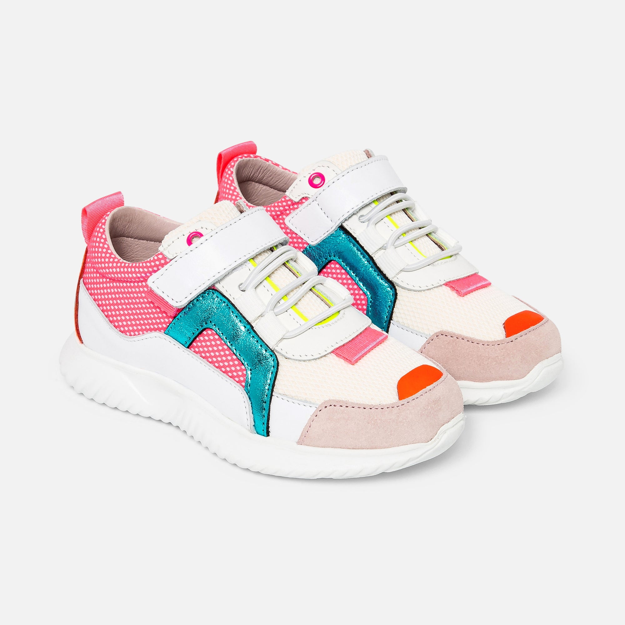 1 QTY / BLANC/MULTICO CHAUSSURES CUIR CLUB BIS