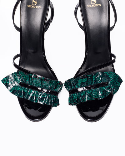 Almudena 95 heeled sandals in exotic leather - Green