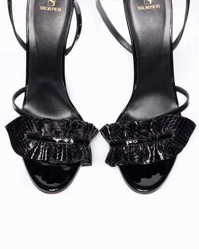 Almudena 95 heeled sandals in exotic leather - Black