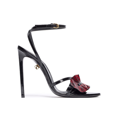 Almudena 95 heeled sandals in exotic leather - Red