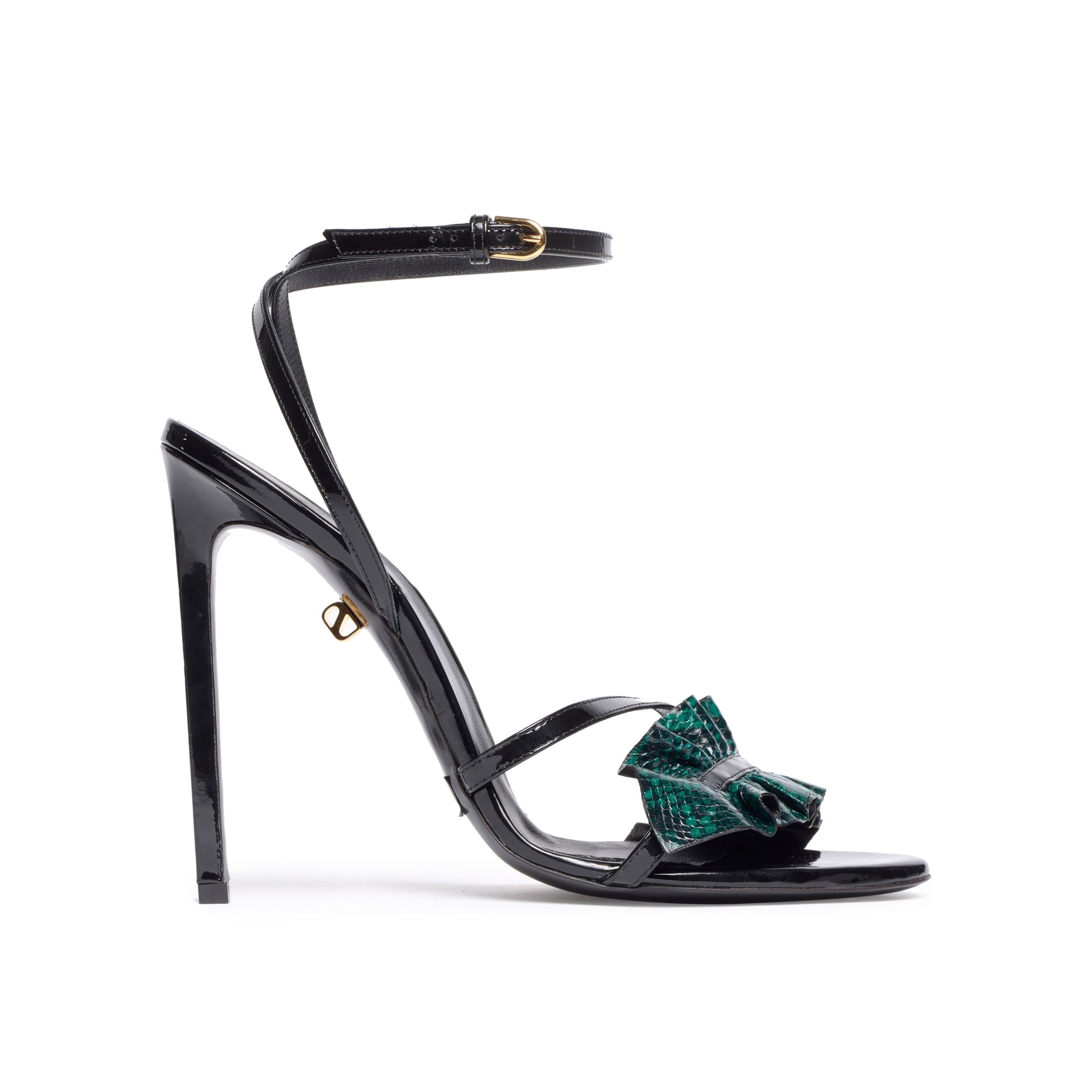 Almudena 95 heeled sandals in exotic leather - Green