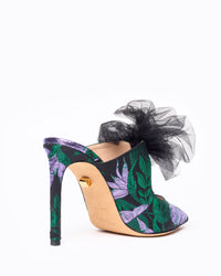 Ana 95 heeled mules in jacquard - Green