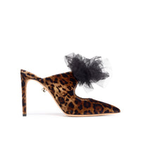 Ana 95 heeled mules in velvet - Animal print