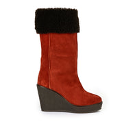 Camilla 100 wedge heel ankle boots in calfhair - Terracotta