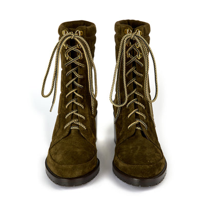 Rita boots with 50 laces in suede - Khaki