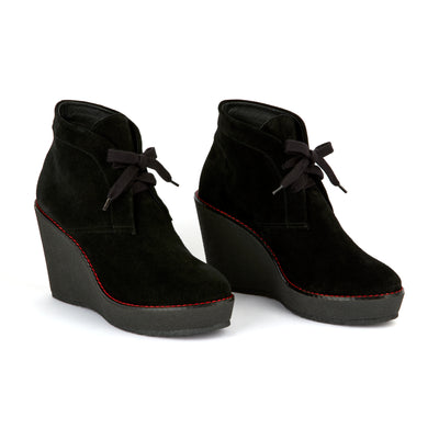 Margherita 100 wedge boots in suede - Black