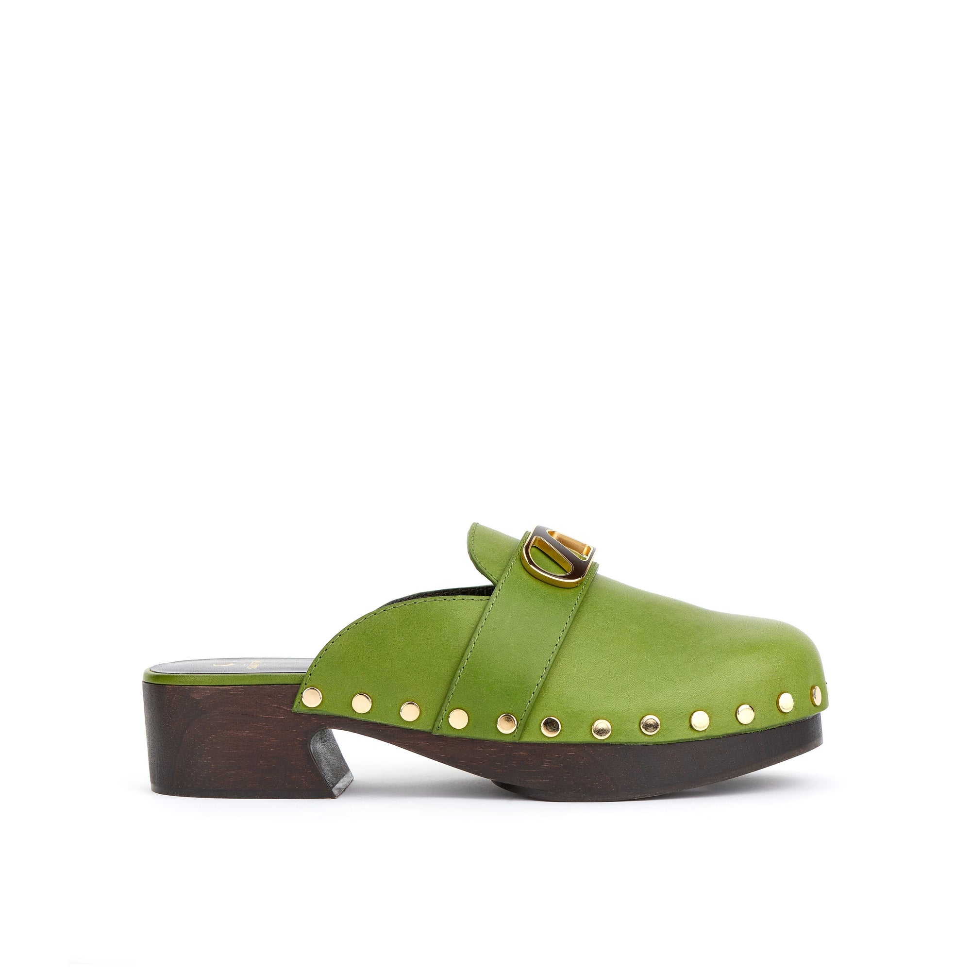Heidi leather clogs - Apple Green