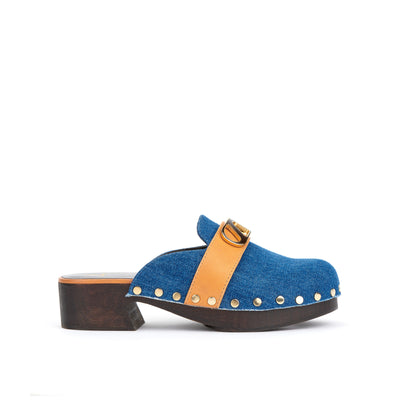 Heidi Leather & Denim Shoes - Denim