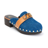 Heidi Leather & Denim Shoes - Denim