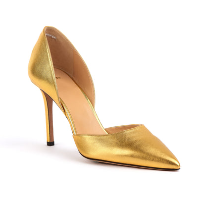 Nieves 95 stilettos in leather - Gold
