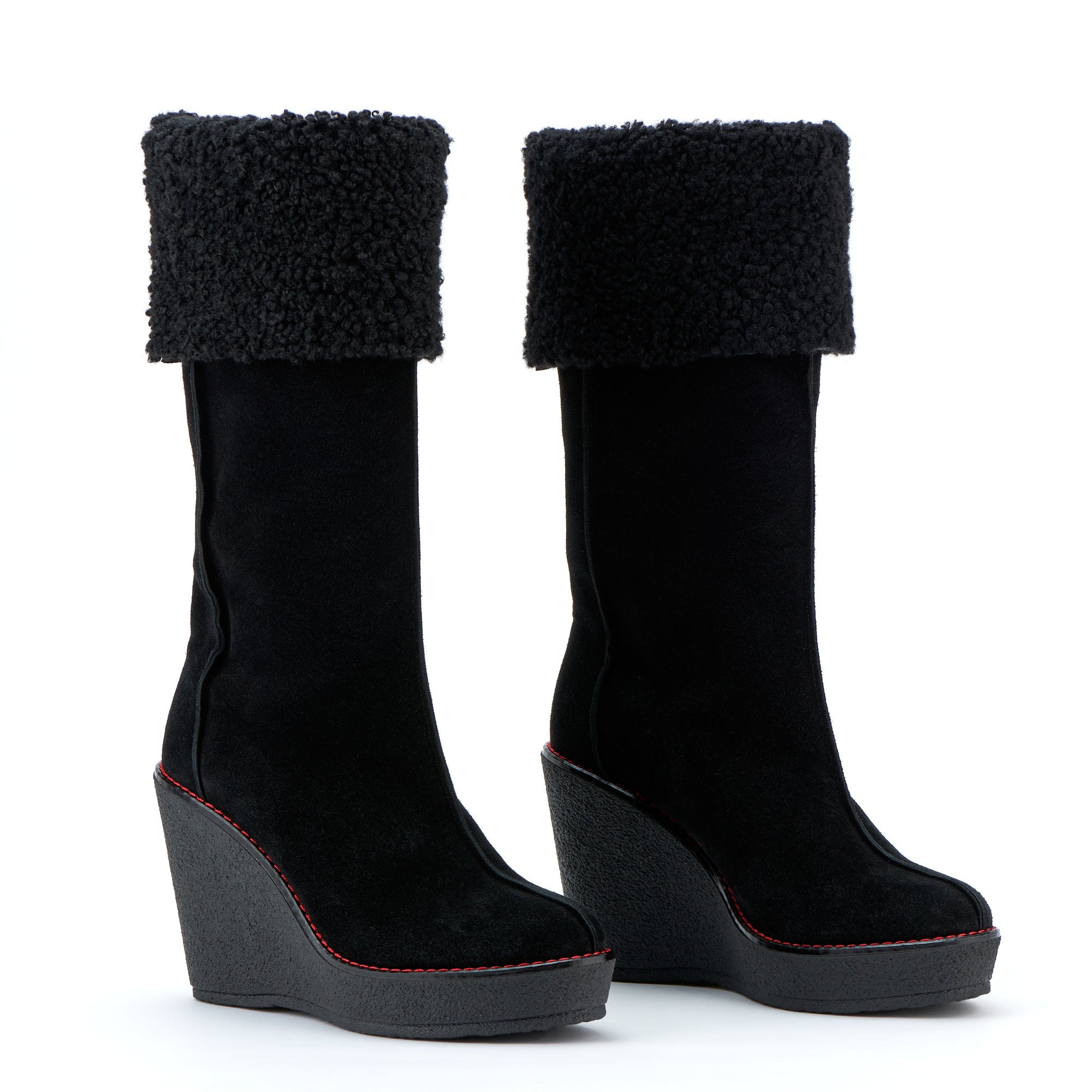 Camilla 100 wedge heel ankle boots in calfhair - Black