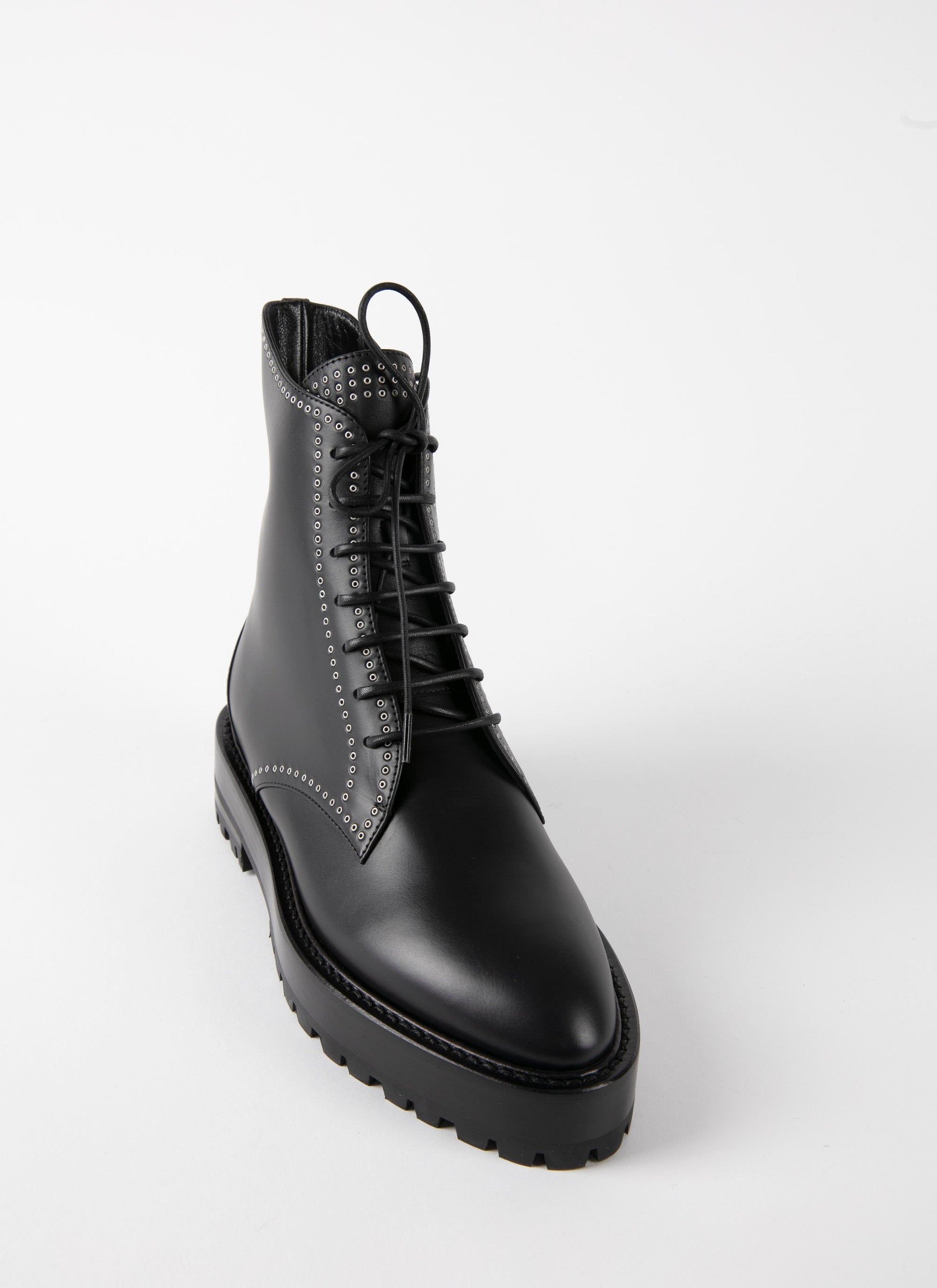 NOIR BOTTINES BOTTINES VEAU MICRO OEILLETS