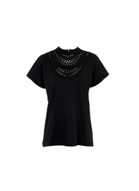 NOIR HAUT TEE SHIRT MC JERSEY DE COTON