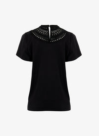 NOIR HAUT TEE SHIRT MC JERSEY DE COTON