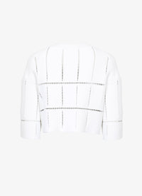 BLANC MAILLE PULL COURT RAPHIA GEOMETRIQUE