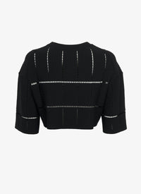 NOIR MAILLE PULL COURT RAPHIA GEOMETRIQUE