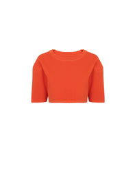 ORANGE MAILLE PULL COURT VISCOSE