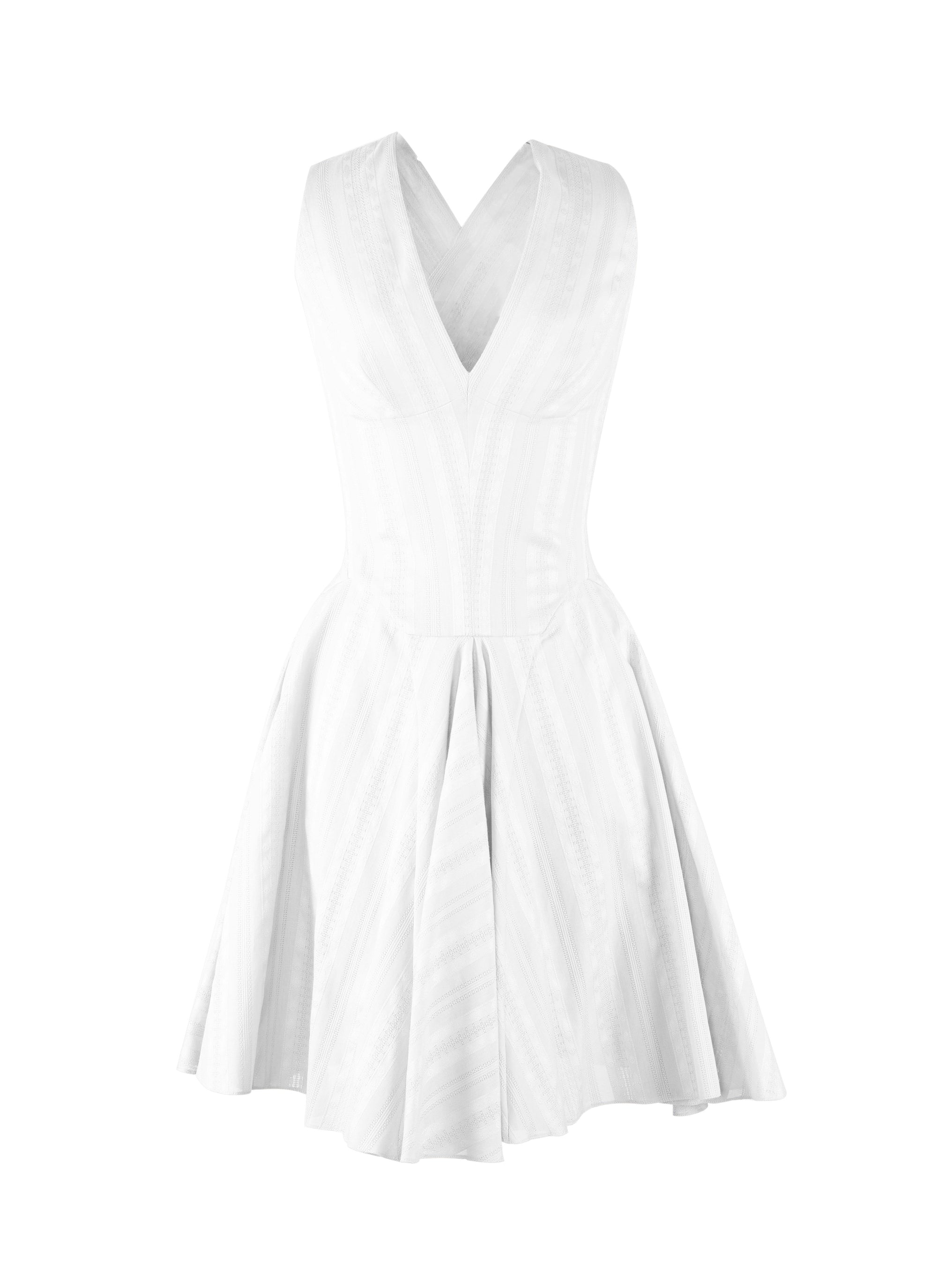 BLANC ROBES ROBE SM POPELINE JACQUARD EMPIRE