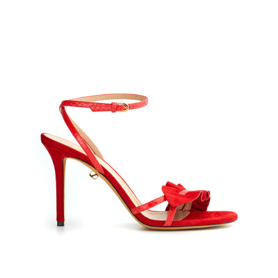 Almudena 90 heeled sandals in exotic leather - Red