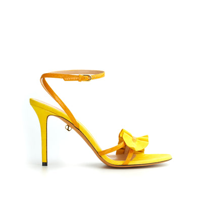 Almudena 90 heeled sandals in exotic leather - Yellow