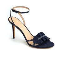 Almudena 90 heeled sandals in exotic leather - Navy