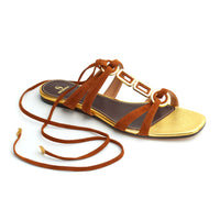 NAVY CATHY Sandales plates en daim & cuir