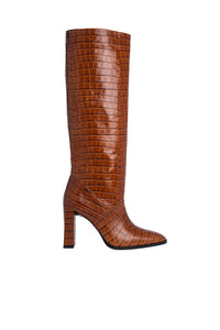 Bottes Camilla 85 en cuir embossé crocodile - Tan