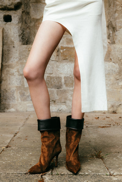Sofia 90 heeled boots in suede - Espresso