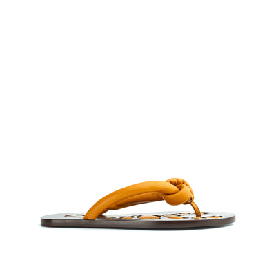Milan flat sandals leather - Mustard