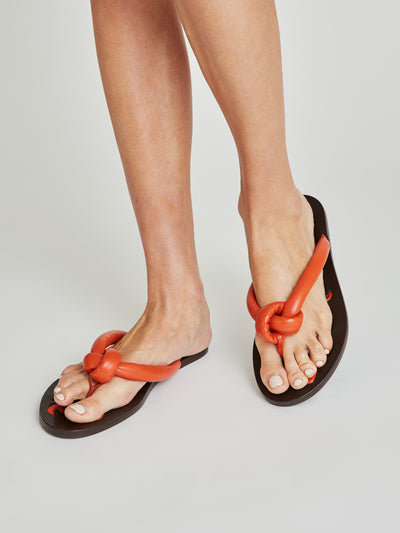 Milan flat sandals leather - Orange