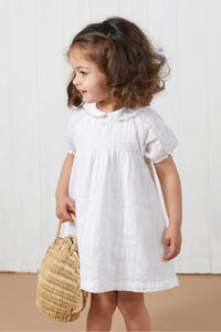 Ceremony dress in openwork cotton - White